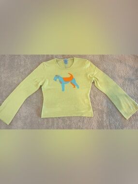 Ollie Five Five 100% Cashmere Green Terrier Dog Sweater Women’s M NWT